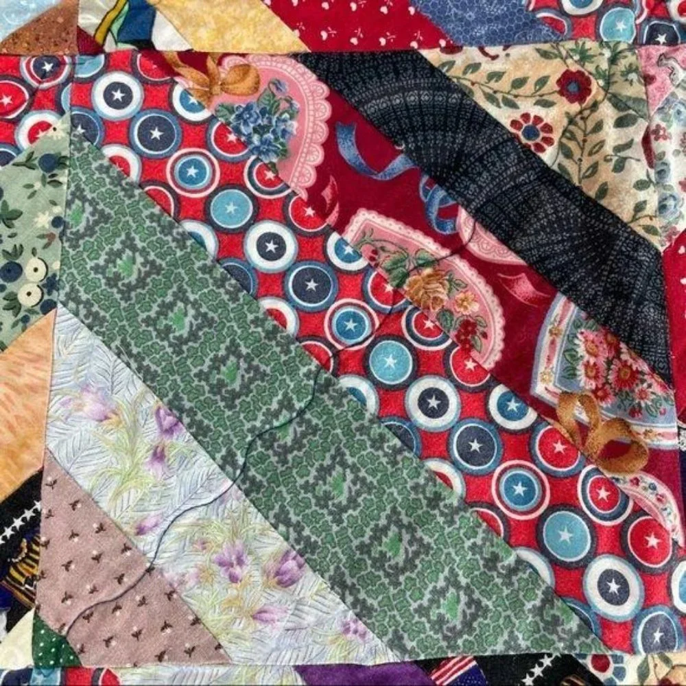 Handmade String Pieced Medley Quilt Multicolored 47
